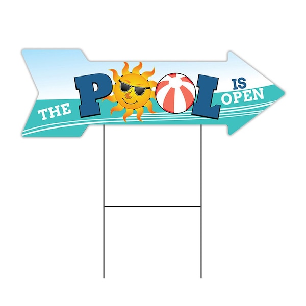 The Pool Is Open Arrow Yard Sign Funny Home Decor 30in Wide